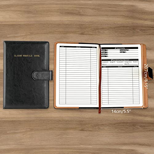 Client Record Book 5.5" X 8.5" Black Hair Stylist Client Binder Record Cards Client Data Organize 100 Sheets Logbook And Record Keeper For Salons Hair Stylist Nail Managing Customers #TOP1