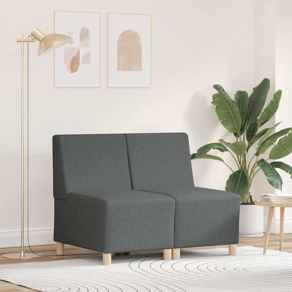 vidaXL Unidad de Sofá Modular sin Brazos 2 uds. Gris Oscuro Tela