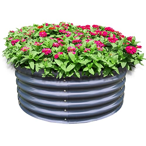 Olle 17''x 42'' Upgrade Round Garden Raised Garden Bed Kits,Metal Raised Planter Bed for Vegetables Flowers,Herbs, Fruits,Midnight Grey