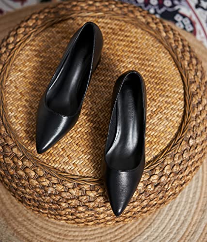 YooPrettyz Women Leather Pump Shoe Office Daily Wear Block Heel Work Pump Pointed Toe Polished Mid Heels2
