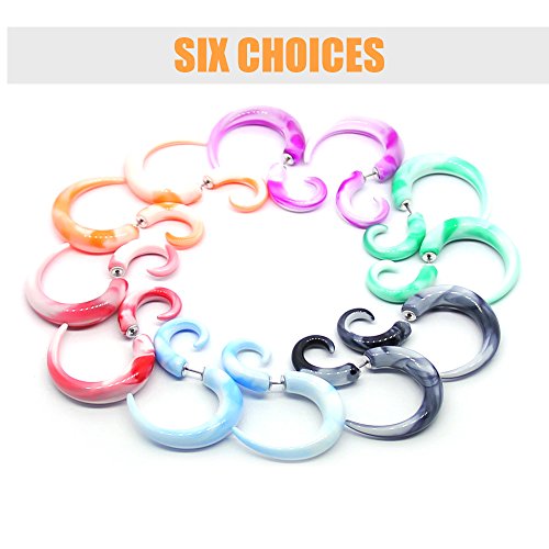 CrazyPiercing 12Pcs Fake Tapers Acrylic Ear Gauge Spiral Earrings Studs Stretcher Piercing Taper 20G4