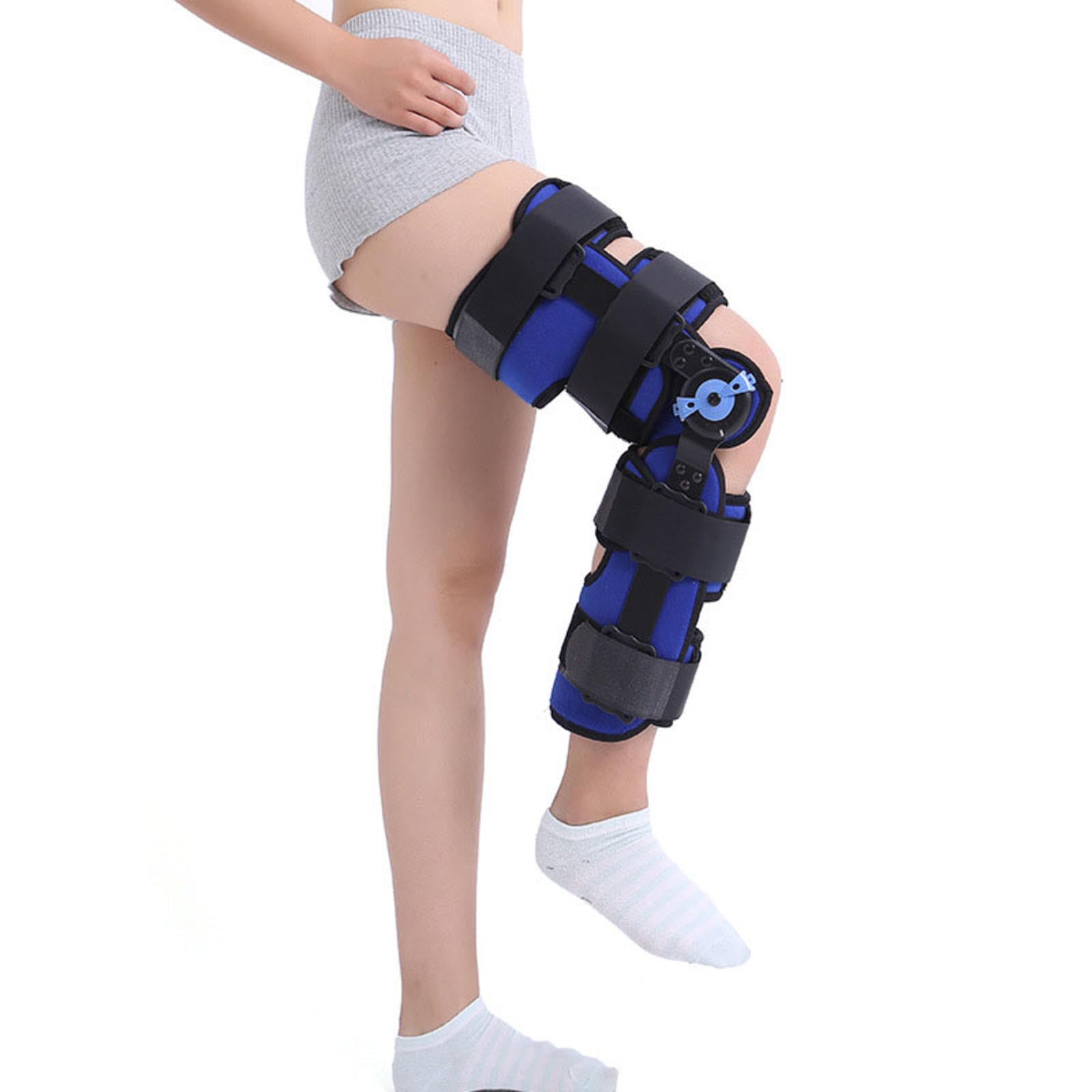 Rodillera Rom con Bisagras Para Hombres y Mujeres, Soporte de Rodillera Ajustable, Rodillera Correctiva Para Fracturas, Distensiones de Ligamentos y Desgarros de Menisco, Pierna Izquierda