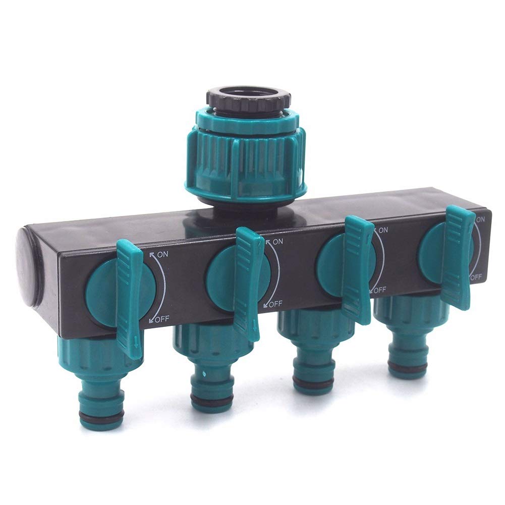 4 maneras Divisor de agua del grifo de jardín Conector de tubería de agua de riego de jardín Divisores de manguera Accesorios Aspersores Conector de agua de jardín de derivación de grifo de t