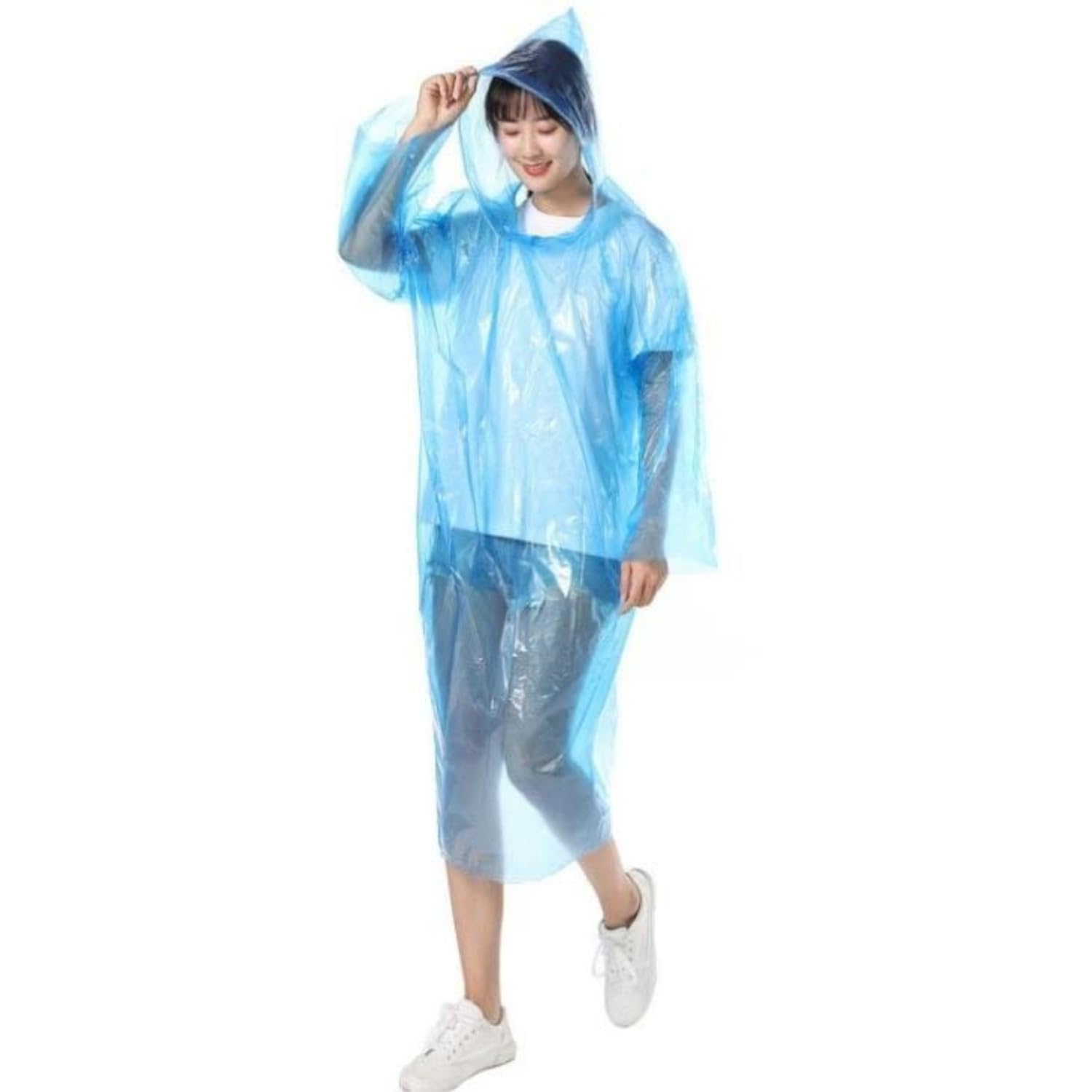 Disposable Rain Poncho for Men & Women – Lightweight Waterproof Emergency Raincoat with Hood for Travel Camping Hiking Outdoor Events – One Size Fits All – Blue-image-27