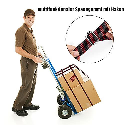 INCETUE verstellbar Spanngummi mit Haken, 4er-Set 2M lang flach Spanngurt mit Metallhaken, extra stark breit Gummiseile, Gepäckspanner, Gummizug, Gummiexpander für Fahrrad, Autotransport, Motorrad-Rot – Bild 6