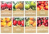 Heirloom Tomato Seeds Assortment - Eight Organic and Non-GMO Varieties: Brandywine, Roma, Green Zebra, Yellow Brandywine, Three Sisters, Yellow Pear, Valencia, Principe Borghese