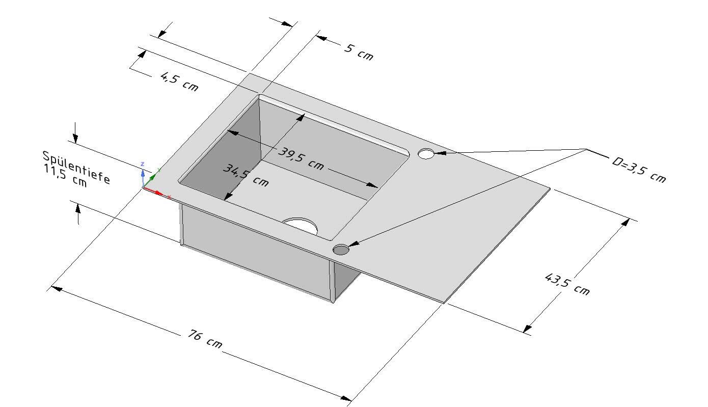 Edelstahl Einbauspüle 76 x 43,5 cm