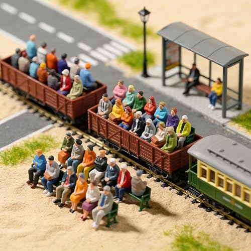Miniatura 5 de Dazzleex 200 Piezas 1:87 Figuras De Viajeros Sentados, Ideal Para Vagones, Lote Mixto, Figuras Sentadas