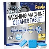 REVIV Washing Machine Cleaner Tablets – HE Compatible Descaler, 24 Count (12-Month Supply) – Septic-Safe for Front & Top Load Washers