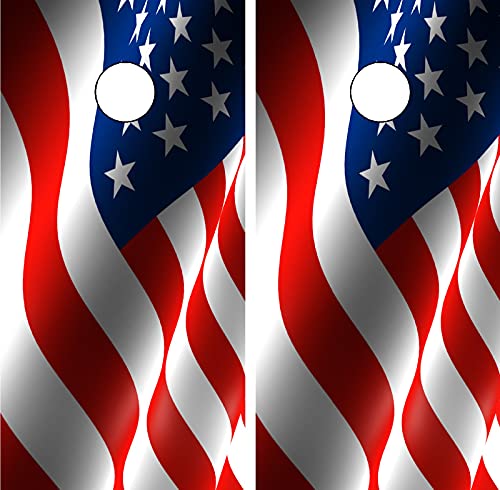 GRAPHIX EXPRESS C66 American Flag Cornhole Board WRAP Wraps Laminated Board Boards Decal Set Decals Vinyl Sticker Stickers Bean Bag Game Vinyl Graphic Tint Image