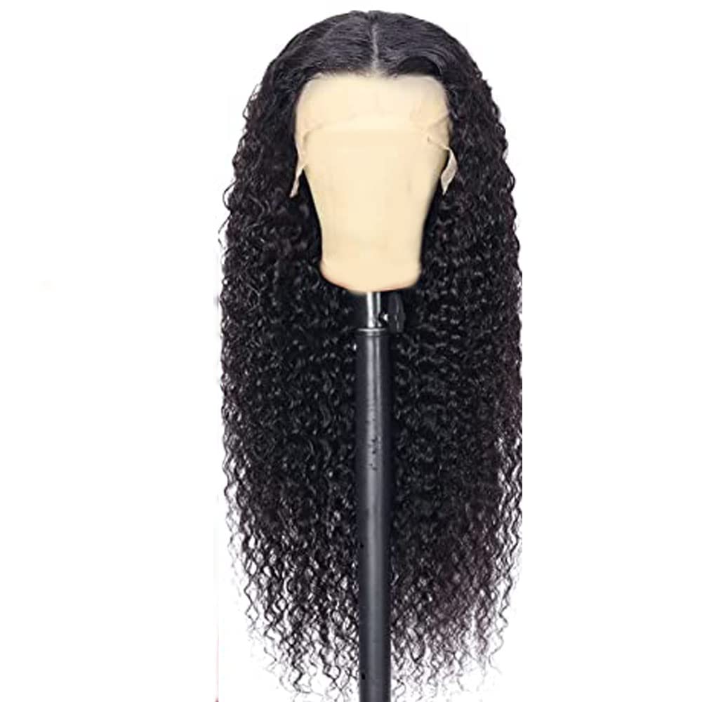 Curly Wave Human Hair Wig 13X4 Lace Echthaar Perücke Damen Glueless Wig Wear and Go Pre Plucked 150% Density Unprocessed Remy Hair for Women Natural Black 14 Zoll