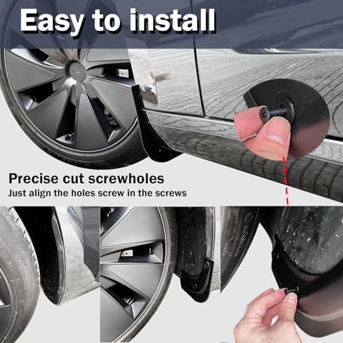 Image of Mud Flaps Splash Guards 4PCS Compatible with Tesla Model 3 Highland 2024 Replacement for Model 3 Highland Exterior Accessories No Drilling Mud Flaps All Weather Protection TPE Mud Flaps