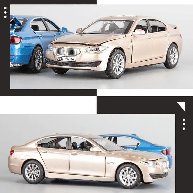 Image of 1:32 Scale BMW 535i Toy Car | Metal Pullback Diecast Car for Kids with Openable Doors, Sound, Light Effects Toy for Car Enthusiasts (Color As Per Available),blue