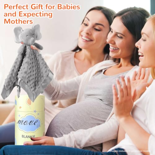 Image of Baby Security Blanket, Soft Baby Lovey Toy Blanket for Boys and Girls, Snuggle Toy Lovie Newborn Gift, Unisex Baby Plush Gray Elephant 16 Inch