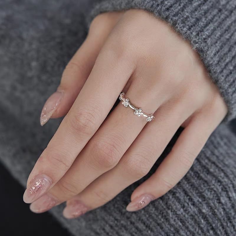 Dainty Daisy Flower Open Thin Band Ring for Women Small Tiny Cute Delicate Sunflower Stacking Adjustable Finger Rings Simple Floral Engagement Wedding Promise Summer Comfort Fit Jewelry4