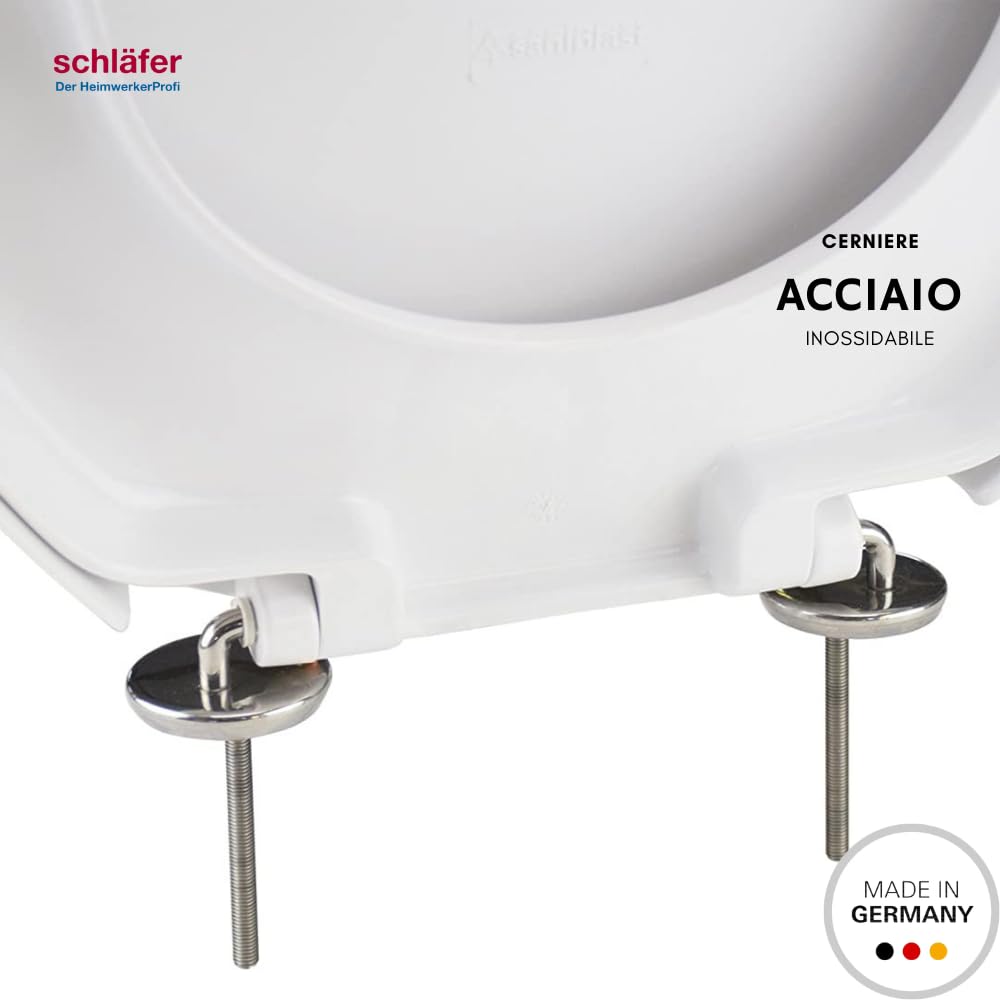Schläfer 4633101 | Copriwater Universale Sedile Wc, Coprivaso in Thermoplast, Copri Wc Termoplasico con Cerniere Regolabili. Colore Bianco Lucido