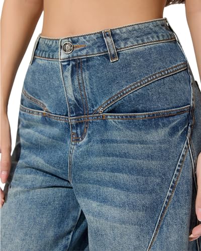LERK Women High Rise Wide Leg Baggy Jeans with Pockets3