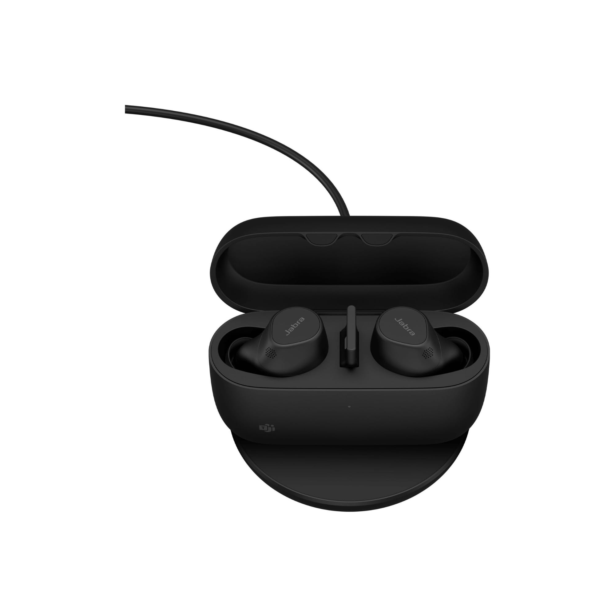 Jabra Evolve2 Buds, Auriculares Bluetooth Intraaurales Inalámbricos, Cancelación Activa de Ruido, Tecnología de Voz MultiSensor y Base de Carga Inalámbrica, Certificados para MS Teams, Negro