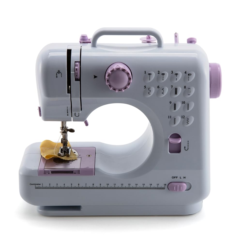 Mini machine à coudre Machine à coudre portative pour adultes débutants, vitesse de manuelle électrique Crafting Machine à raccommoder Surjeteuses électriques pour la couture de la soie Denim Laine