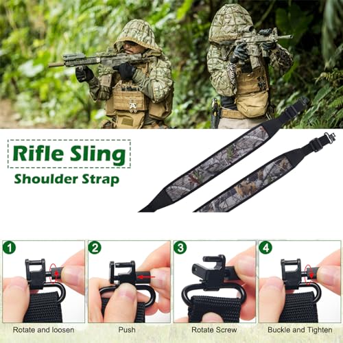 Anglekai 2Pcs Rifle Sling, Gun Sling For Rifle Shoulder Strap Two Point Neoprene Padded Shotgun Sling Strap With Steel Swivels thumb #6