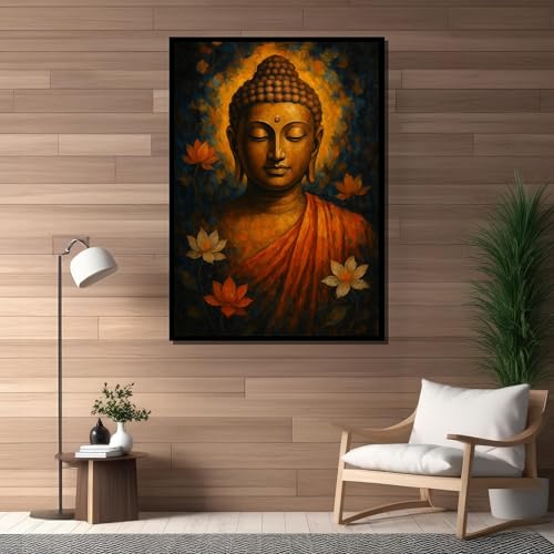 Décoration bouddhiste zen impression de fleurs de lotus sur grande toile