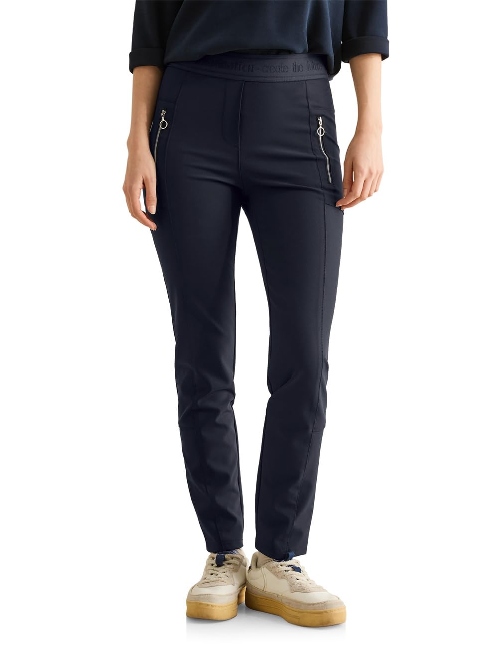 Cecil Women's B378791 Trousers with Zip Details, Universal Blue, S / 30L