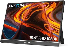 Monitor Portatil Arzоpa A1 - Monitor Portátil 15,6'', FHD 1080P Conectado Com USB C Dupla/HDMI, IPS Extensor De Tela para Notebook com VESA e Funda Inteligente magnético, Plug and Play