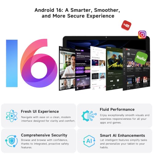 Image of AOC 10 Inch Tablet Android 16, 120Hz IPS High Brightness HD Display, 8-Core Processor, Widevine L1 HD Streaming, 4GB RAM 128GB Storage (1TB Expand), 6000mAh Battery, WiFi, Face ID, Metal Body, Gray