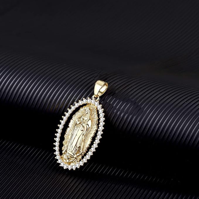 18K Gold Plated Virgin Mary Necklace - Virgen De Guadalupe Mother Mary Our Lady of Guadalupe Pendant Amulet for Women Jewelry Gift3