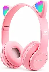 Fone de Ouvido Bluetooth Infantil Gatinho com LED Sem Fio