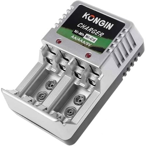 Trade Shop - Caricabatterie Per Batterie Pile Ricaricabili Carica Batteria Aa Aaa 9V Ni-Mh Cd -