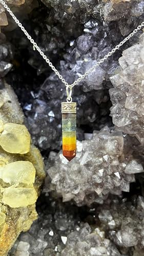 Image of THE CRYSTAL HUB - 7 Chakra Pendant in Tree, Pencil, Popsicle shape for Reiki & Crystal Healing