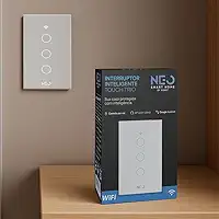 Interruptor Inteligente Wi-Fi Branco 3 Botões 2.4 GHz Smart Touch Bivolt Compatível com Alexa, Google Home, Tuya Neutro Paralelo Virtual