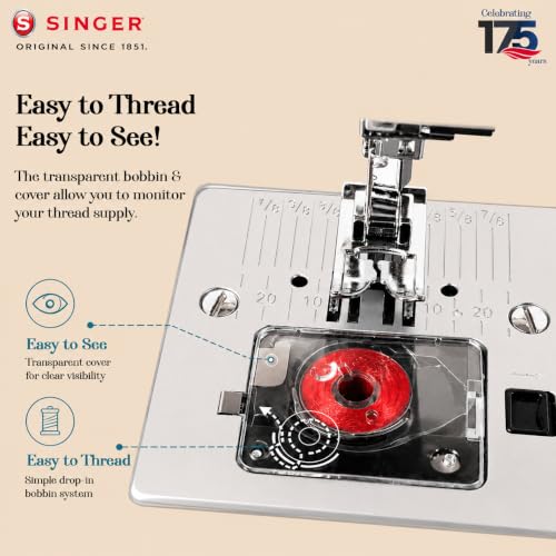 Image of SINGER HD 4323 BLDC Sewing Machine Electric | 23 Built-In Stitches | 58 Stitch Functions | 1-Step Buttonhole | Adjustable Width (6mm) & Length | LED Light | Automatic Bobbin Winding | Easy Stitch Dial