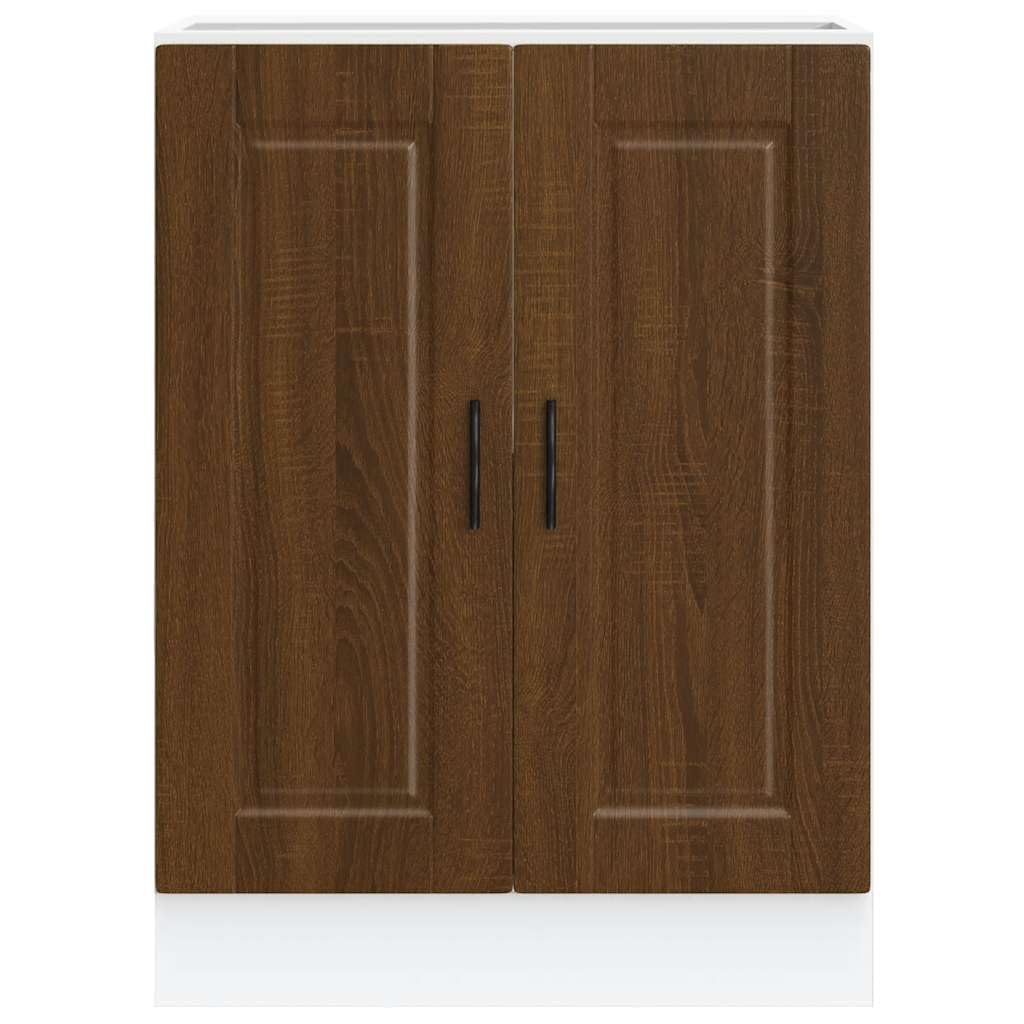 Porto, mobiletto da cucina marrone effetto rovere, 60 x 46 x 81,5 cm, con piedini regolabili, mobile da cucina, per ordine e uso durevole