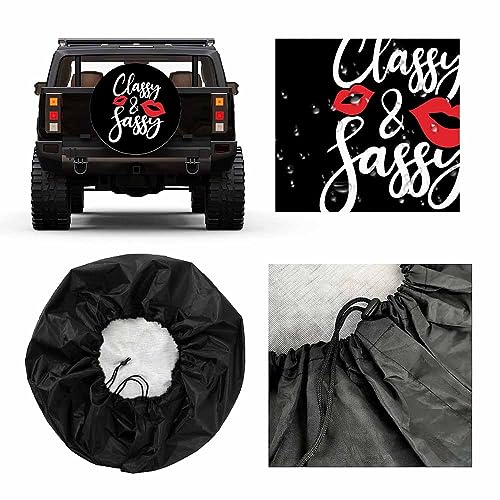 Image of Classy and Sassy Kiss Spare Tire Cover Art Font Sassy Lady Brash Girl Weatherproof Universal Wheel Protectors Camper Tire Covers for Trailer Rv Travel(17 inch)