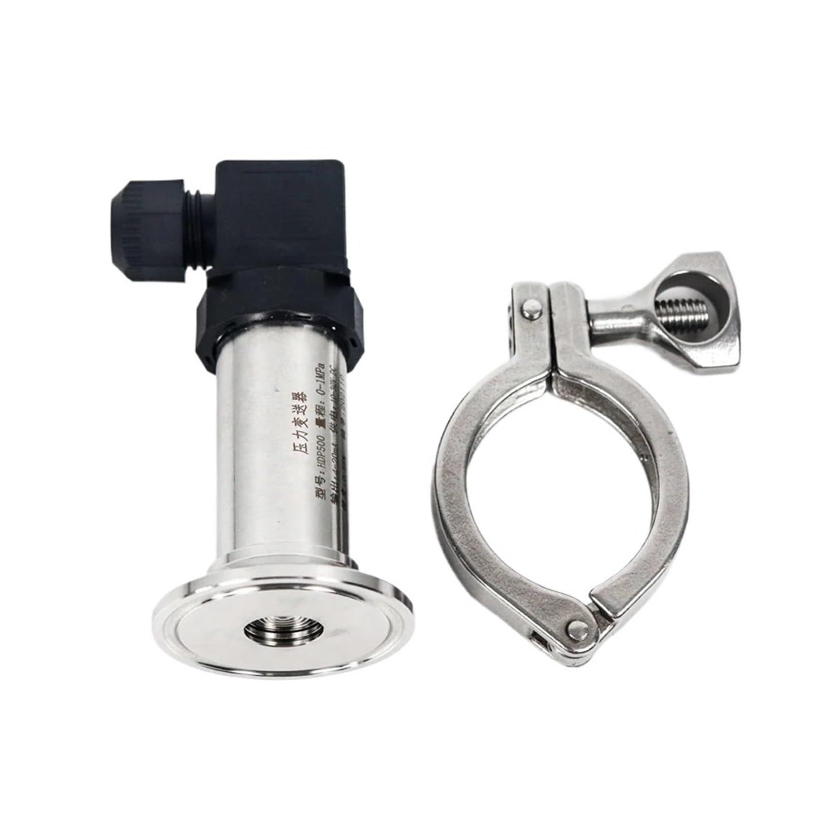 NOBIRTBSA Pressure Sensor Industry Diaphragm Pressure Transmitter Flat Film Quick Fit Anti-Blocking Clamp 50.5mm Pressure Transducers(24vdc Rs485,0-4.Mpa)