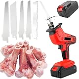 2025 Home Lightweight Electric Bone And Meat Saw - Commercial Reciprocating Saws, 5 Saw Blades,3000mAh Battery, Built-in Safety Lock | For Cutting Bones And Meat