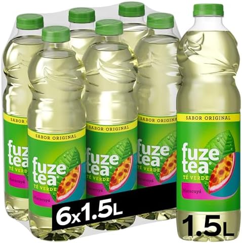 Fuze Tea Té verde Maracuyá, Bajo en calorías, Botellas 1,5 L, Pack 6