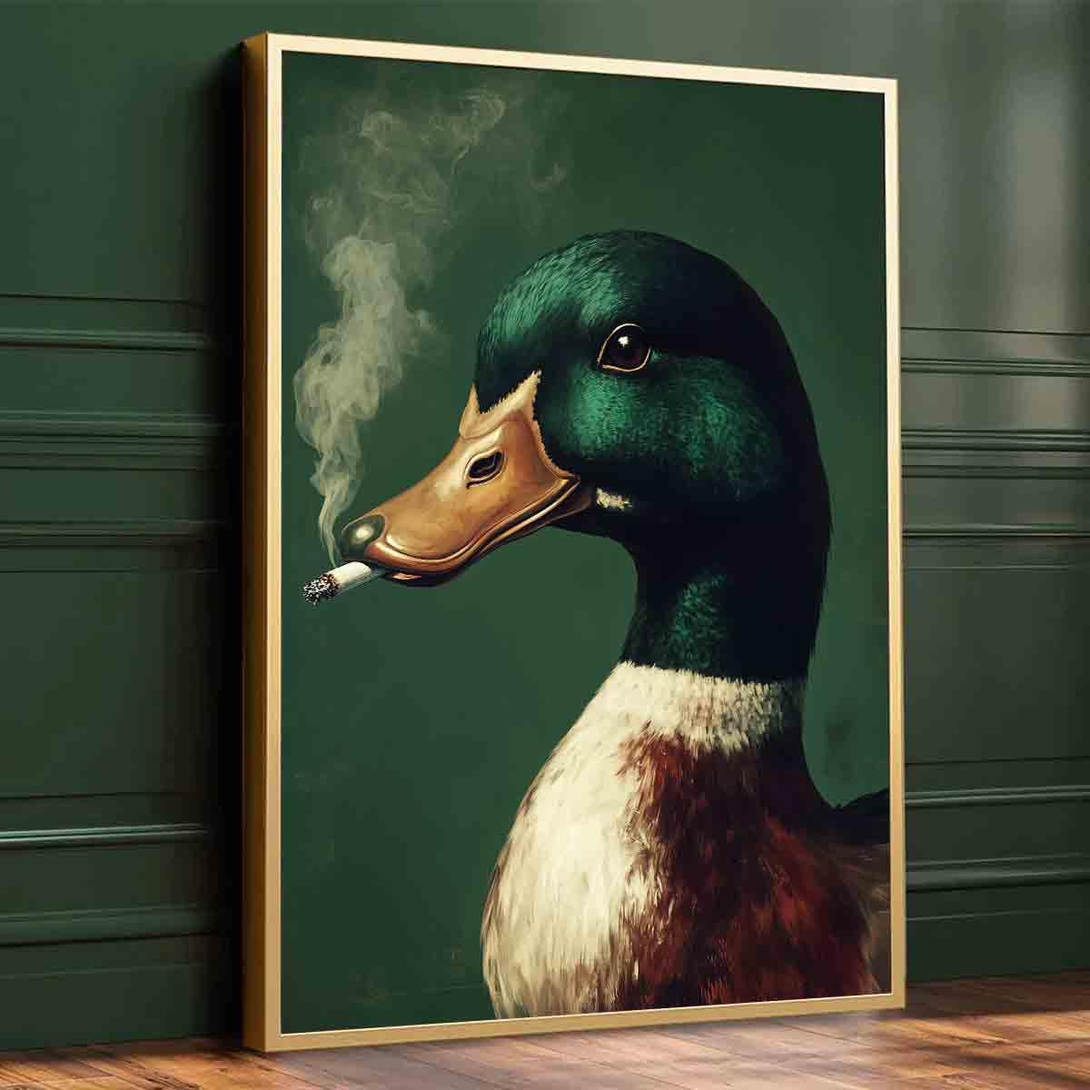 Amazon.com: Mostemauo Vintage Mallard Duck Wall Art Whimsical Duck Smoking  Cigarette Painting Portrait Animal Prints Funny Animal Smoking  Picturemallard Print Retro Green Living Room Decor 16x24inch No Frame:  Posters & Prints