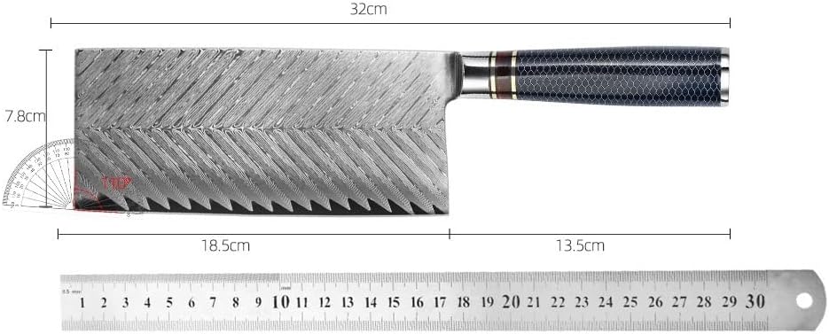Meat Cleaver,Cleaver Knife, 7 Inch Professional Chinese Chef Knife VG10 Damascus Steel Blade Meat Cleaver Luxury Resin Handle Slicing Kitchen Knives