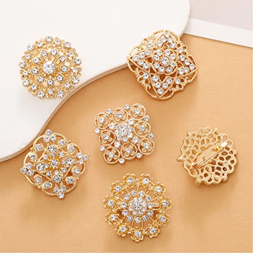 36 Pieces Wedding Bouquet Brooches for Women Fashion, Rhinestone Bulk Flower Brooch Pins for Crafts4