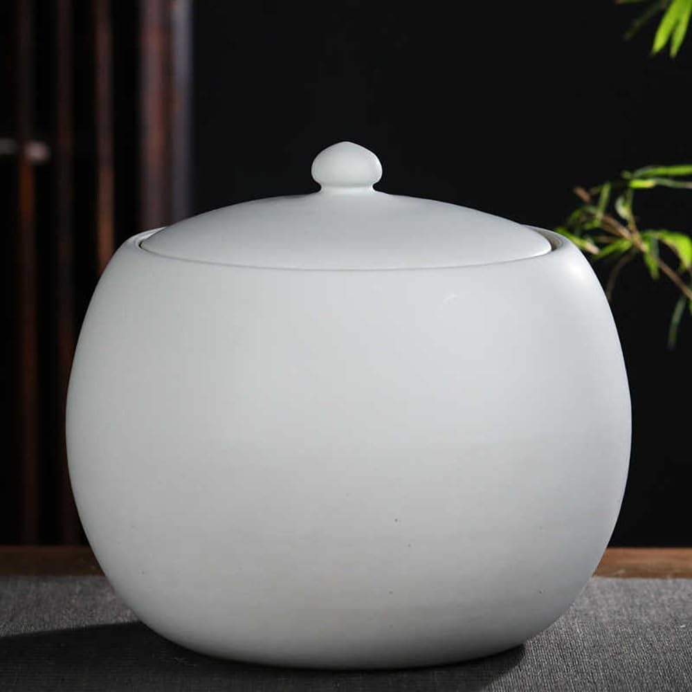 SXYHCK Ceramic Grain Dispenser Household Large Rice Storage Bucket Ceramics Rice Jar With Lid, Food Storage Canister For Cereal Flour Sugar Coffee Tea(White,22lbs/10kg)