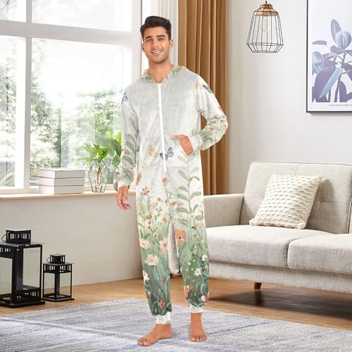 Pijama de una pieza polar con capucha para combatir el frío en casa 3