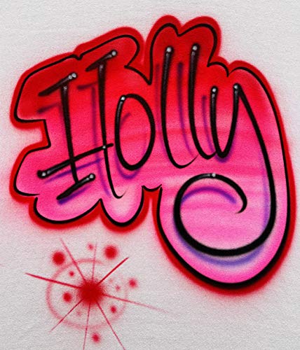 Airbrush Red & Pink Name Design T Shirt3