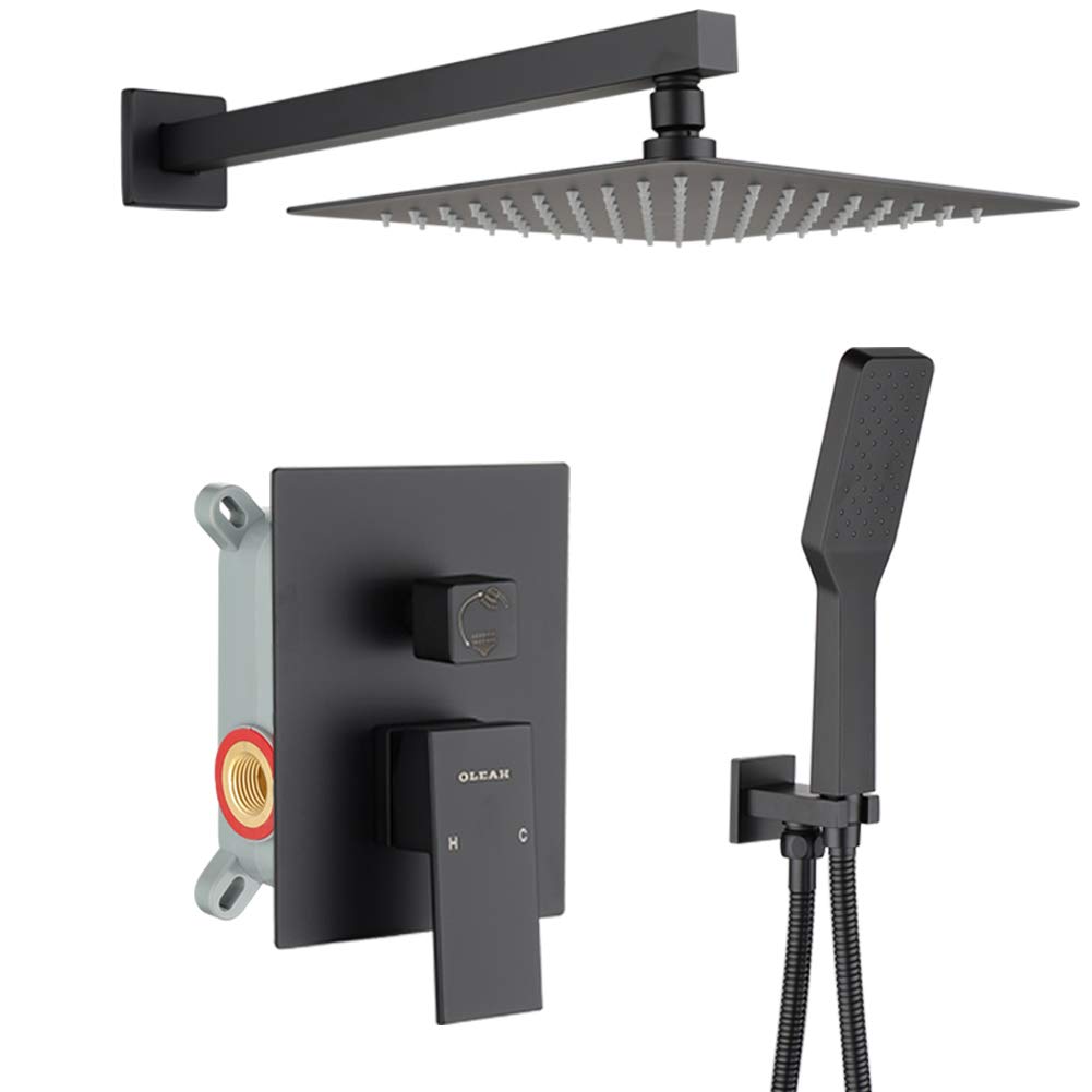 Buy OLEAH Bathroom Rainfall Mixer Shower Combo Set,Matte Black Wall ed