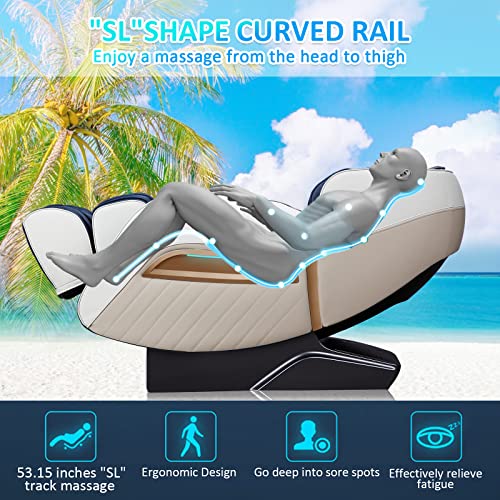 Relaxrelife Massage Chair, Full Body Massage Chairs With Zero Gravity Ai Voice Control Intelligent Body Scan Detection Sl Track Foot Massage 3D Massage Recliner Bluetooth Speaker Airbags Blue #TOP3