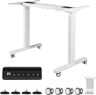 Standing Desk, Elevating Desk, Electric Elevating Desk, Dual Motor, Height Adjustable, 28.0 - 46.9 inches 71 - 119 cm, Quiet, Storage Hook Included, Casters, Office Desk 2025 Released White