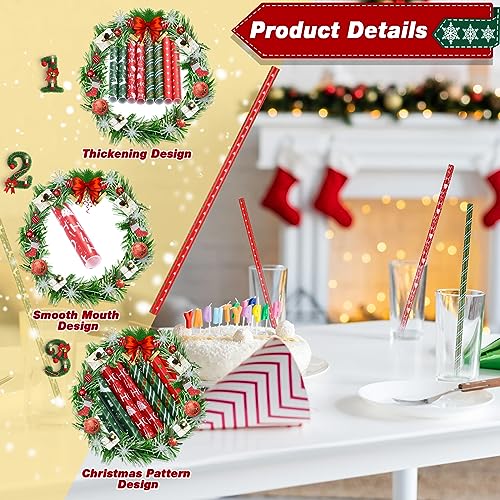 Uiifan 100 pitillos navideños de plástico reutilizables 9 pulg miniatura 3