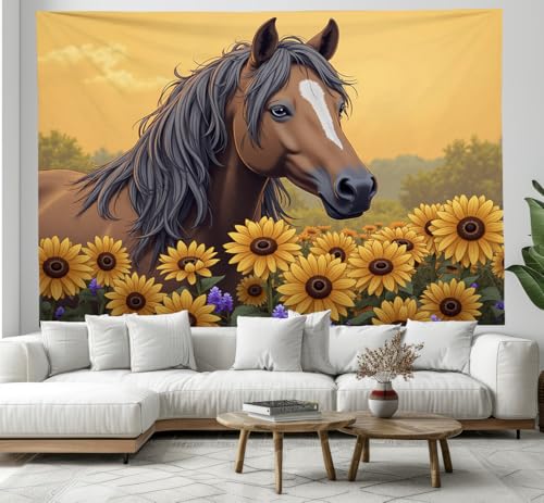 Tapisserie tenture murale cheval GSAEIMCT tissu impression aquarelle haut de gamme 230x180